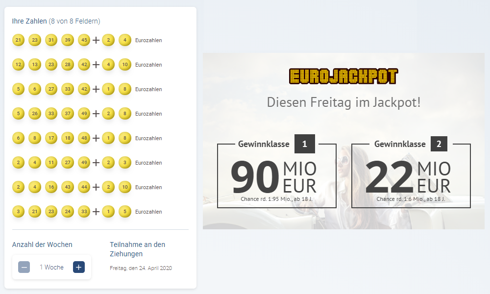 Jackpot Euro Lotto 24.04.2020 Gewinnspiel Facebook ...